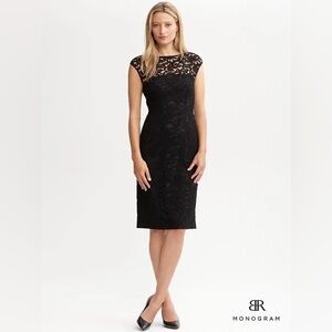 Banana Republic Black Lace Midi Dress Size 2